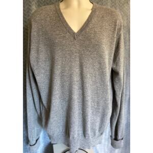 Duke 100% Italian Cashmere V Neck Pullover Size XXL in Grey Luxury Old Money